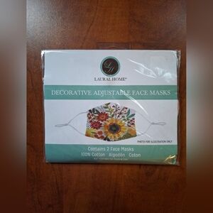 Decorative Adjustable Floral Facemasks 2pk. 3 Avail. Priced For 1 By Laural Home